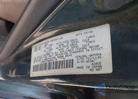 1998 Toyota 4Runner Sr5 V6 Limited z USA, uszkodzony, nr VIN JT3GN87R7W0081174